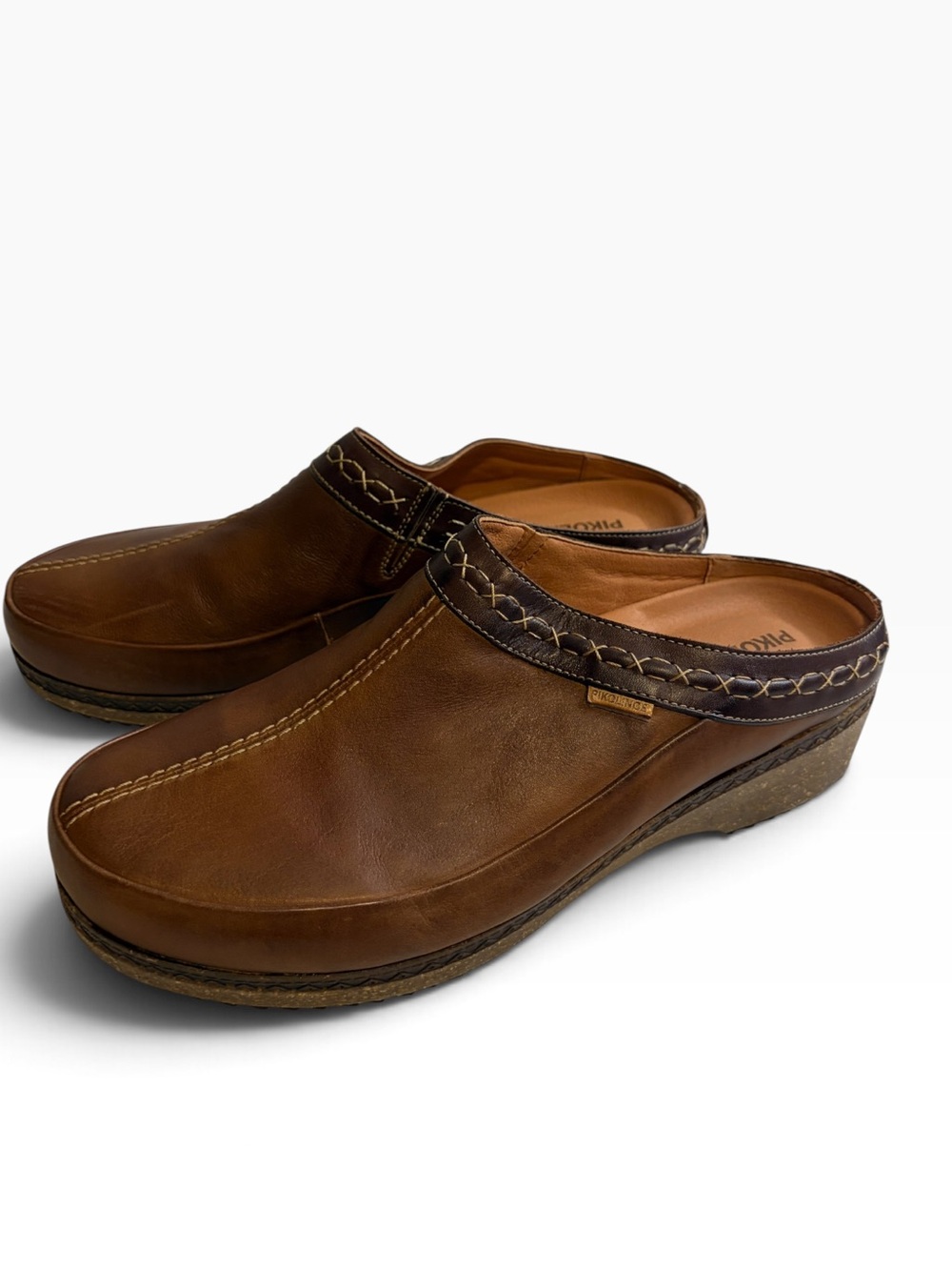 Pikolinos Brown Leather Mule Clogs EU 41 Slip On Comfort Shoes